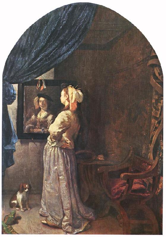 MIERIS, Frans van, the Elder Woman before the Mirror oil painting picture